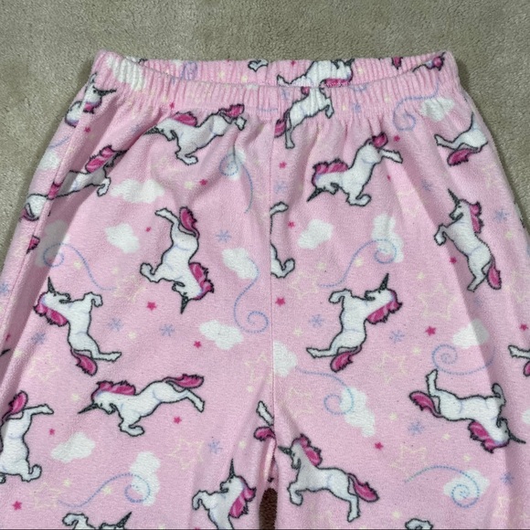 Fuzzy Unicorn Pink Pajama PJ Sleep Pants Shirt Set Cozy Warm Winter - Picture 4 of 12